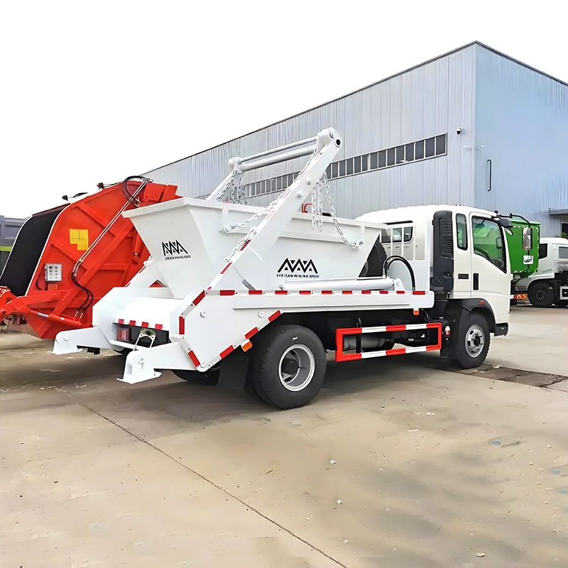 شاحنة نفايات Howo 4x2 بوزن 5 أطنان بذراع متأرجح، مصممة حسب الطلب من المصنع شاحنة نفايات Howo 4x2 بوزن 5 أطنان بذراع متأرجح، مصممة حسب الطلب من المصنع