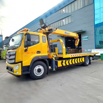 Foton Flatbed Towing Wrecker Truck Mounted with 8 Ton Crane