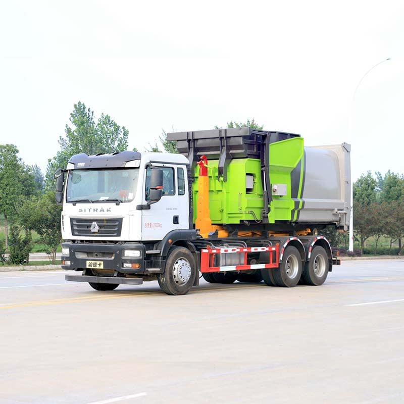 Мусоровоз HOWO 6x4 с гидравлическим крюковым подъемником Мусоровоз HOWO 6x4 с гидравлическим крюковым подъемником