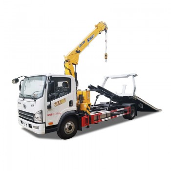 Faw 4x2 5ton road wreckers tow platform trucks with crane