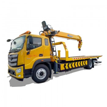 Foton Flatbed Towing Wrecker Truck Mounted with 8 Ton Crane