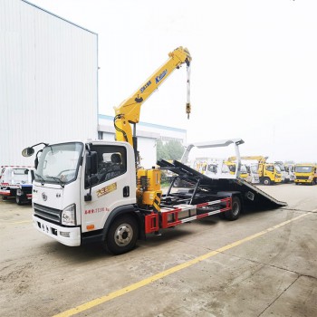 Faw 4x2 5ton road wreckers tow platform trucks with crane