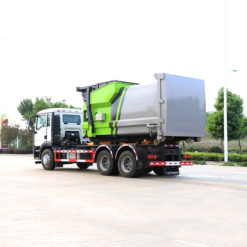 Мусоровоз HOWO 6x4 с гидравлическим крюковым подъемником Мусоровоз HOWO 6x4 с гидравлическим крюковым подъемником